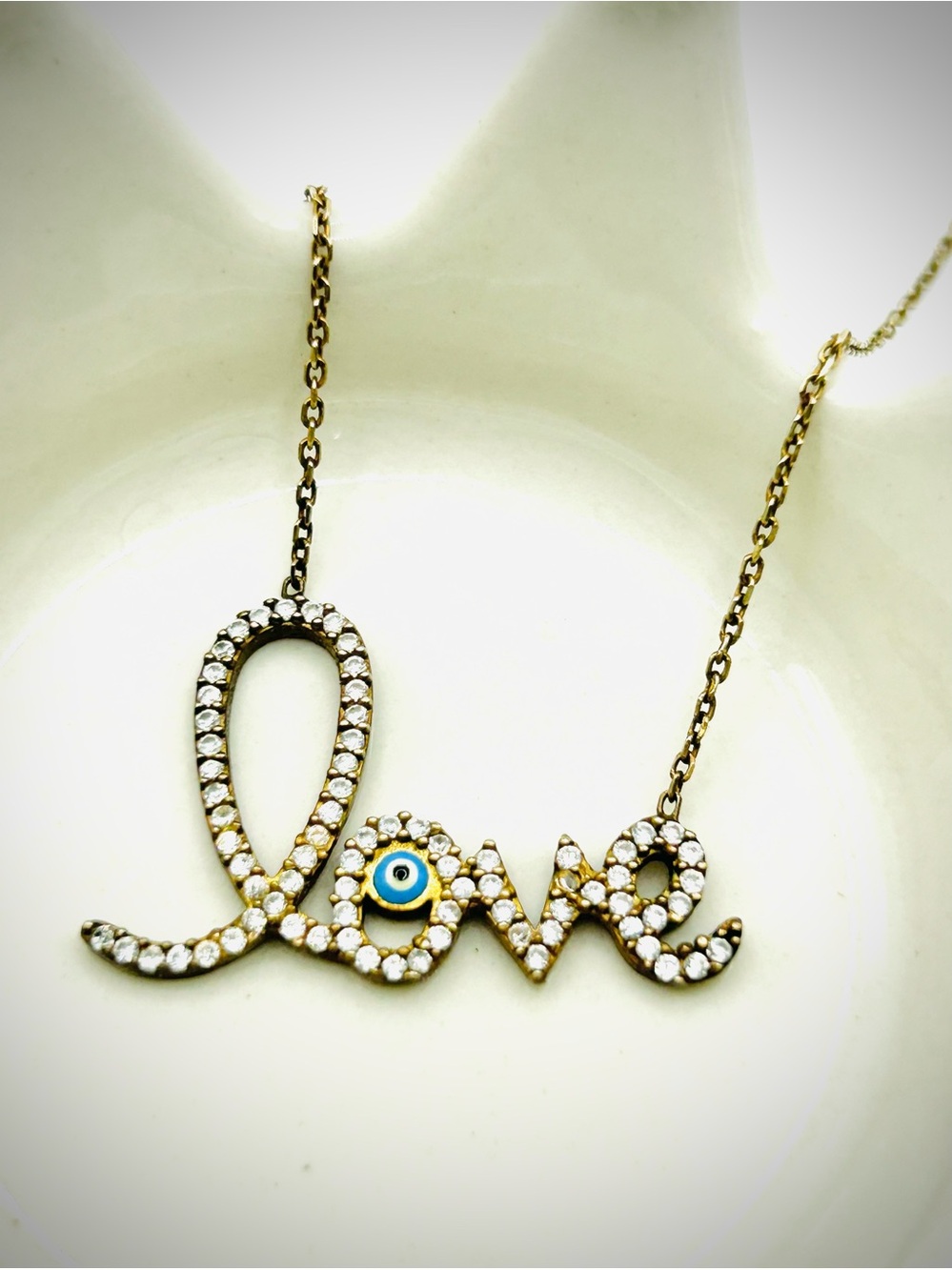 Love Script Evil Eye Turkish Nazar Greek Protection Charm Necklace